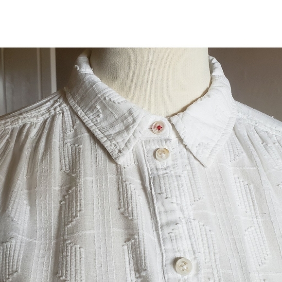 Anthropologie Top The Theresa Lace S PILCRO White Button Down Chic Hi-Low Shirt - Picture 6 of 16